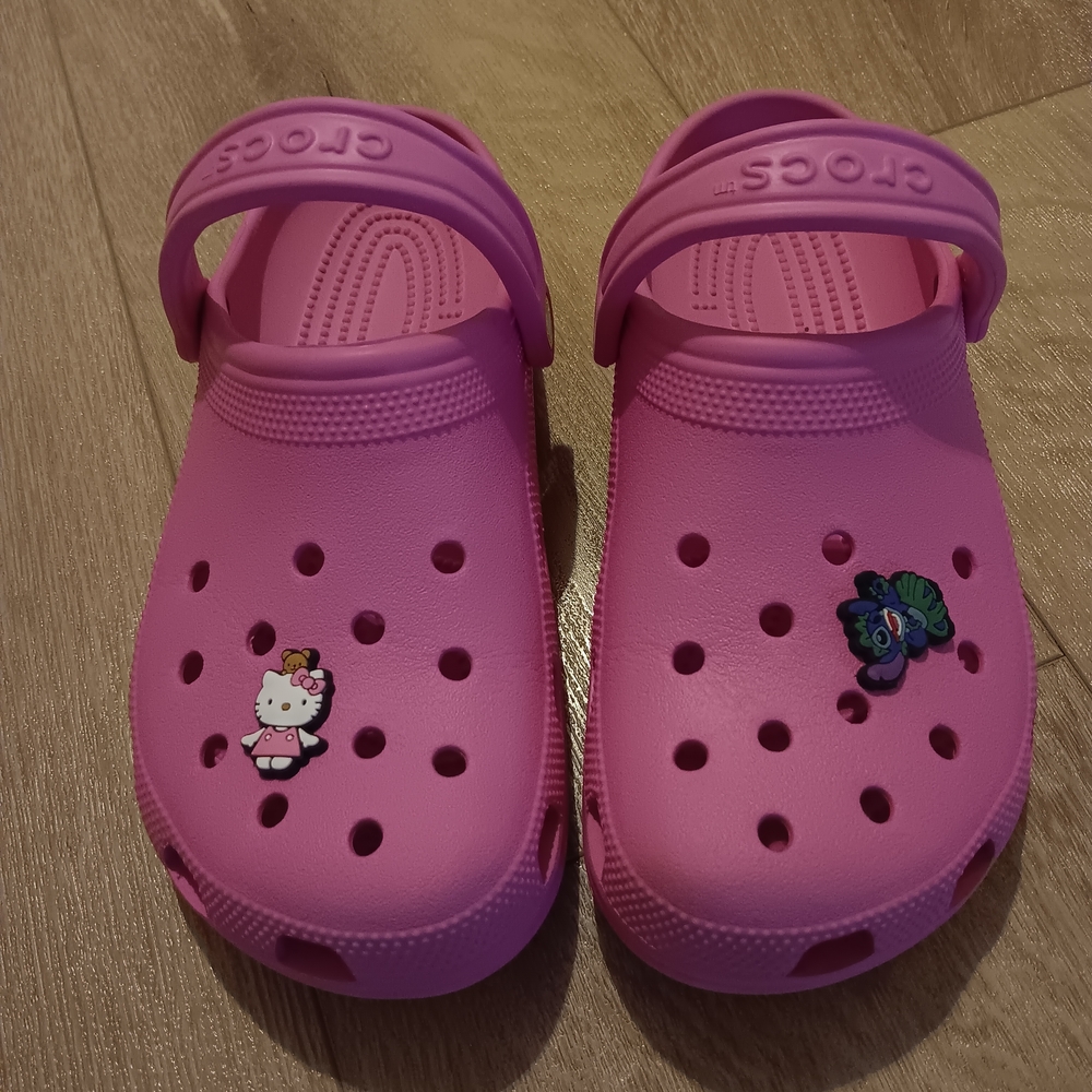 Crocs Pink Clogs with Fun Charms
